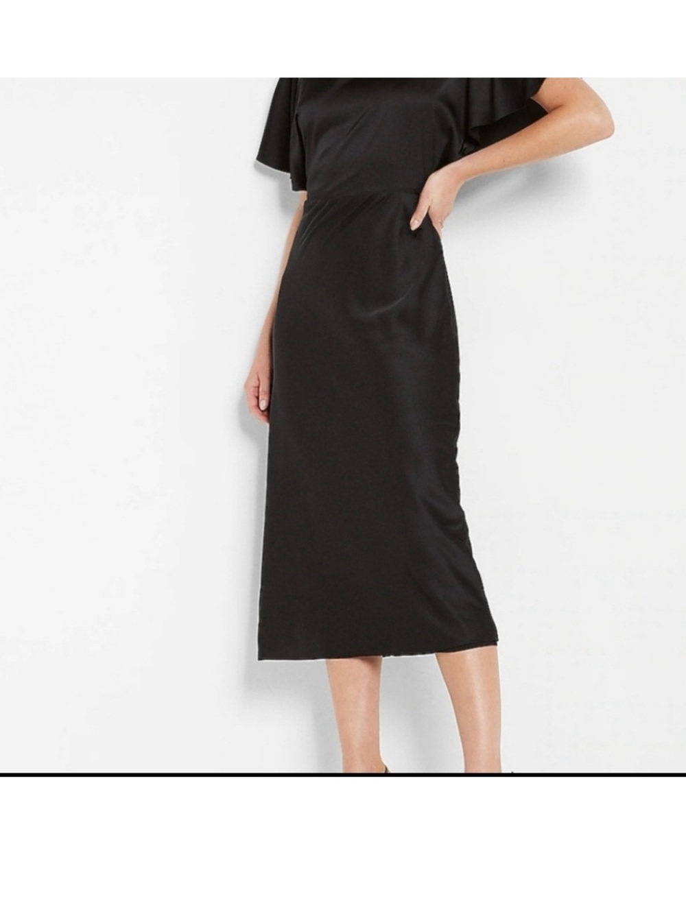 Express Black Satin-Look Midi Dress